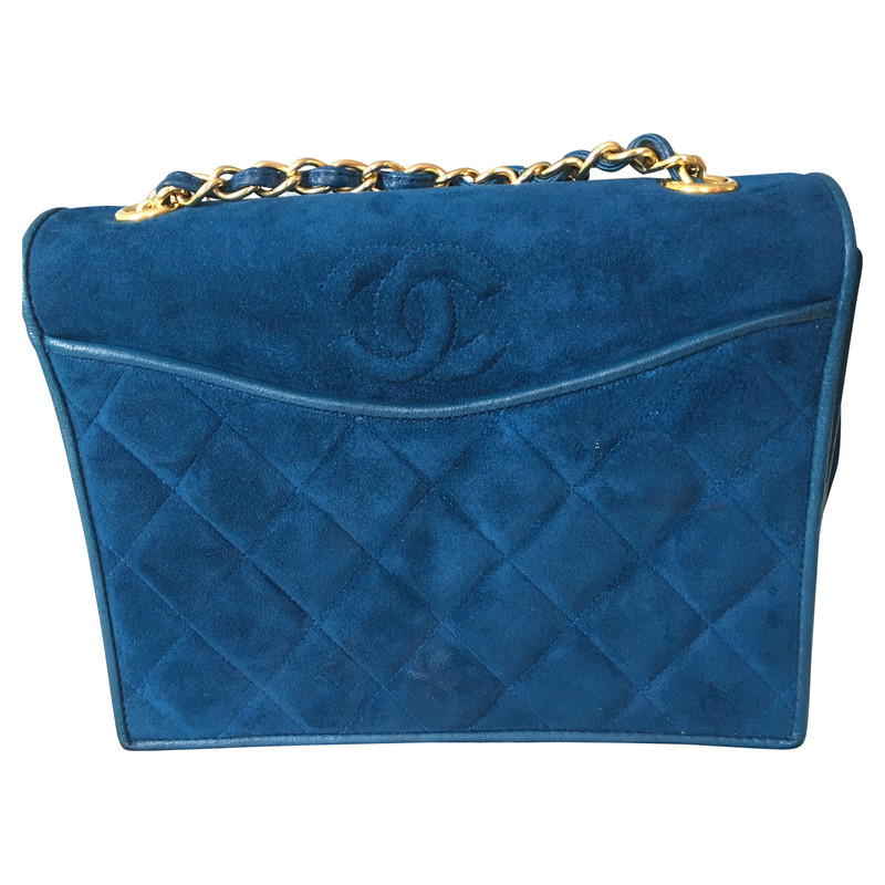Chanel Suède lederen handtas in blauw