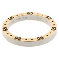 Gucci Stainless steel ring with gold elements