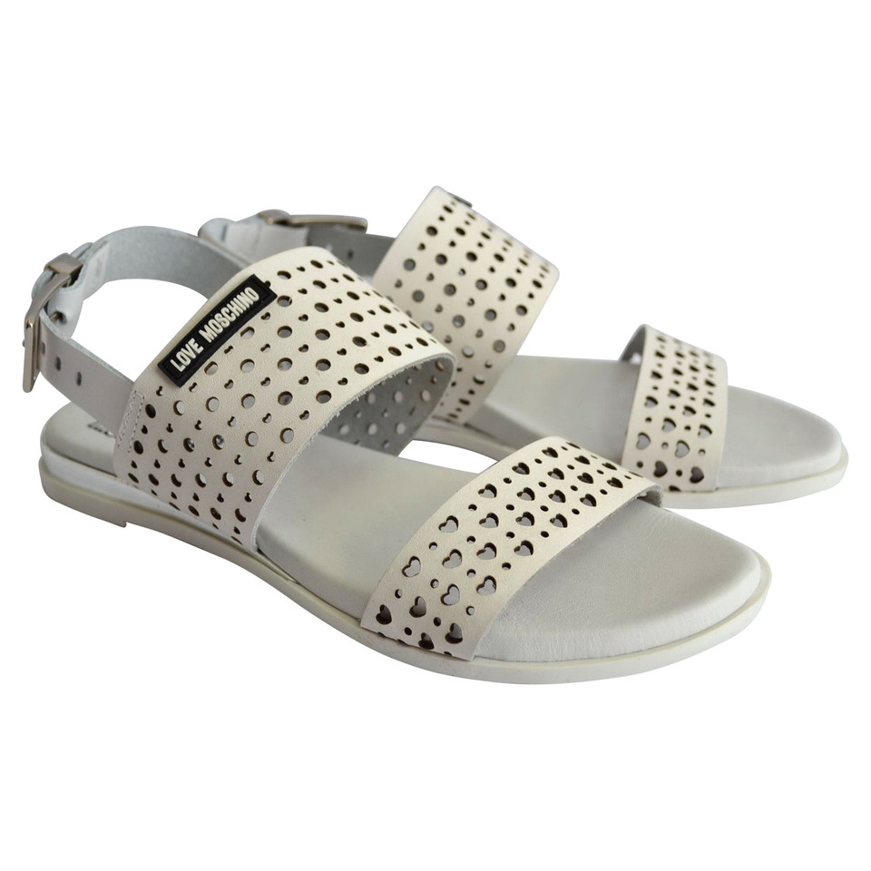 Moschino Love Sandales en cuir en blanc