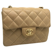 Chanel Classic Flap Bag Mini Square Leather in Beige