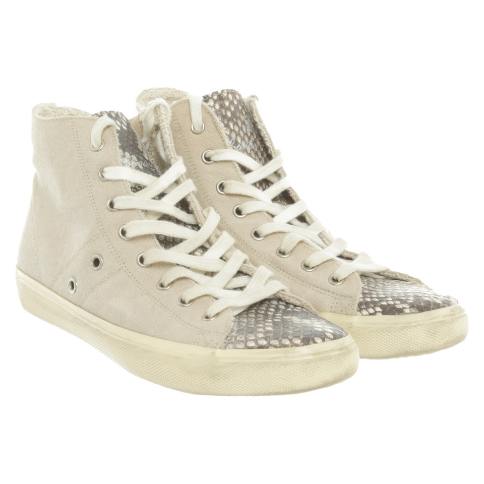 Leather Crown Trainers in Beige