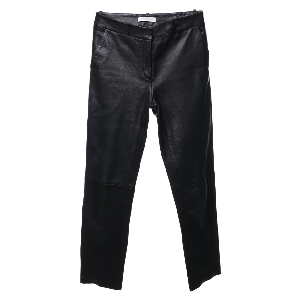 Pierre Balmain Pantaloni di pelle nera