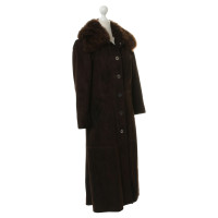 Hermès Manteau de cuir brun