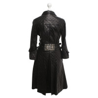 Philipp Plein manteau en cuir noir