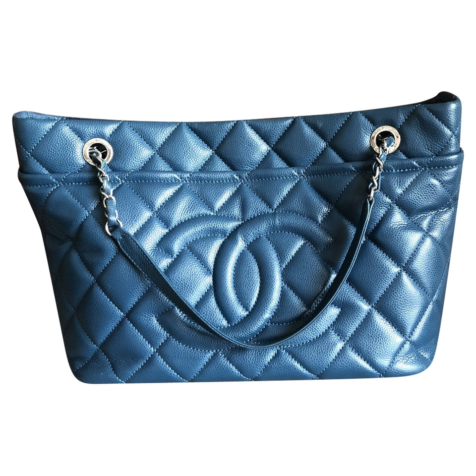 Chanel Shopping Tote en Cuir en Bleu