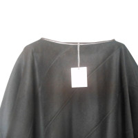 Agnona Cashmere cape with leather trim