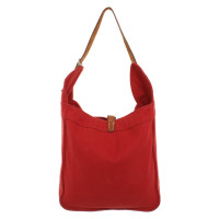 Hermès Handtasche aus Canvas in Rot