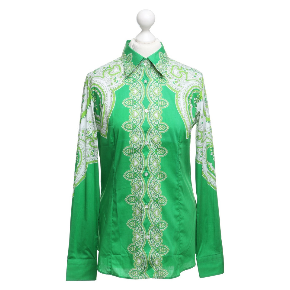 Etro Blouse in green / white