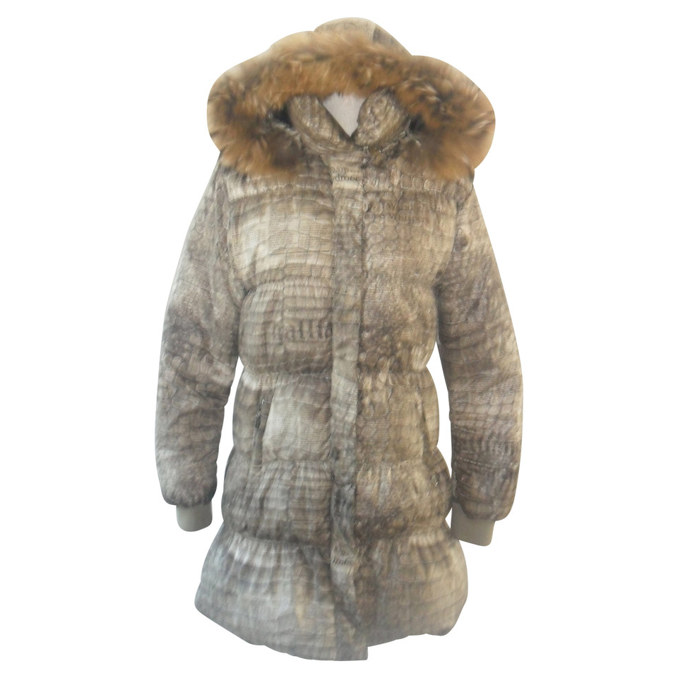 John Galliano giacca invernale con collo di pelliccia
