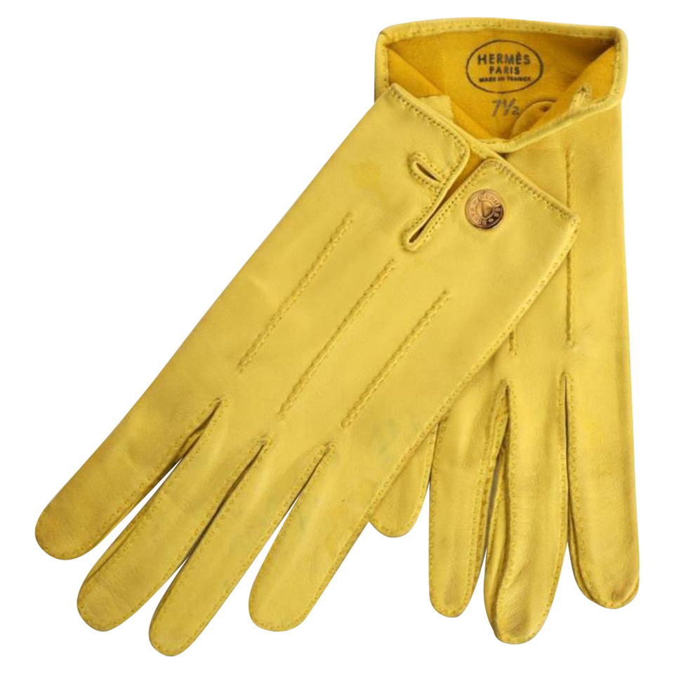 Hermès Guanti in pelle gialli