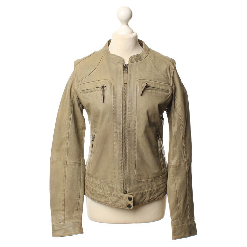 Oakwood Lederjacke in hellem Khaki