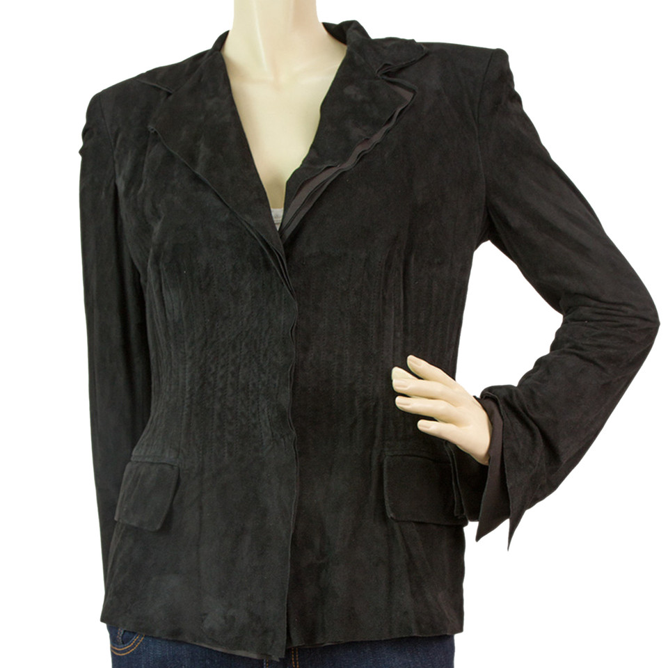 Yves Saint Laurent Jacket/Coat Suede in Black