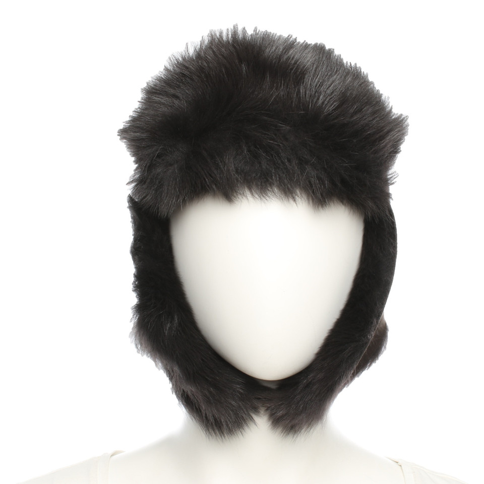 Furry Hut/Mütze aus Pelz in Braun