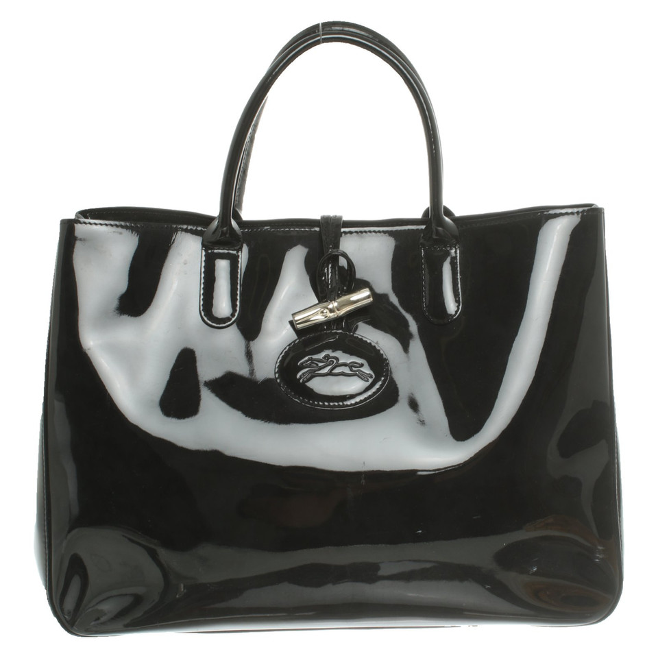 Longchamp Handtasche aus Lackleder in Schwarz