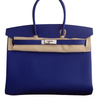 Hermès Birkin Bag 35 aus Lackleder in Blau
