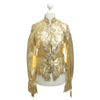 Just Cavalli Leather jacket in gold