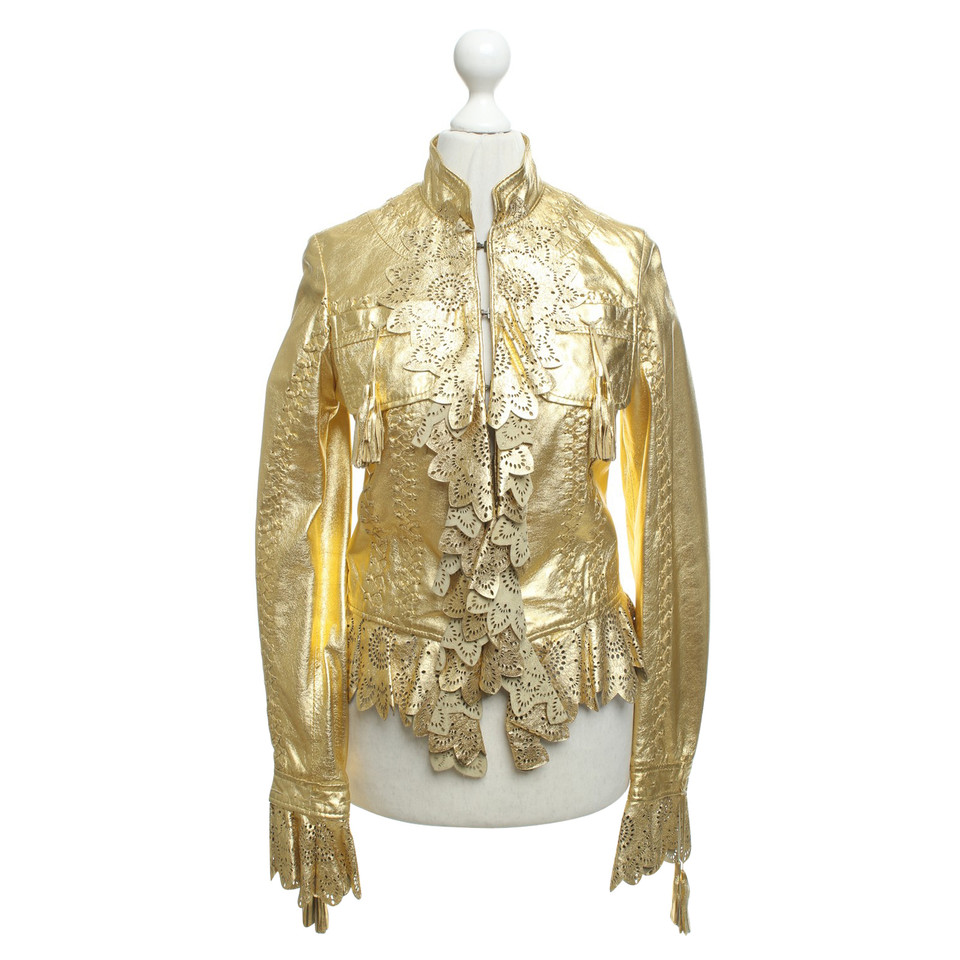 Just Cavalli Lederjacke in Gold