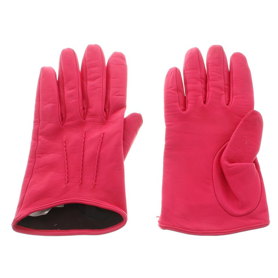Miu Miu Leren handschoenen in Pink