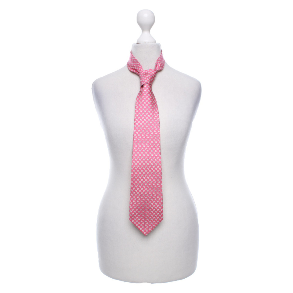 Salvatore Ferragamo Cravatta rosa con motivo bianco