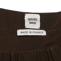 Hermès Paio di Pantaloni in Seta in Marrone