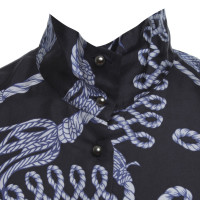 Mc Q Alexander Mc Queen Blue silk blouse with print motif