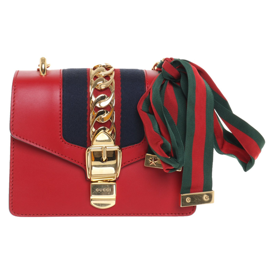 Gucci Sylvie Bag Small Leer in Rood