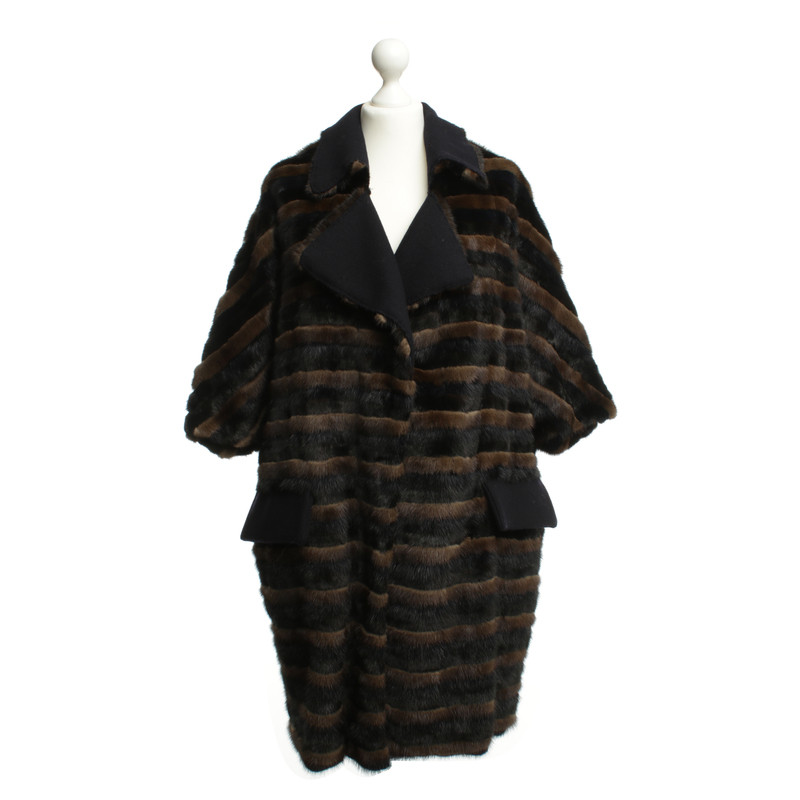 Marni Striped mink coat