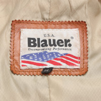 Blauer Usa Jacke/Mantel aus Leder in Braun