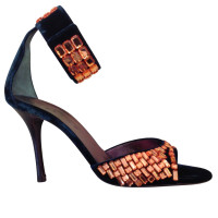 Céline Velvet sandals with Strassapplikation
