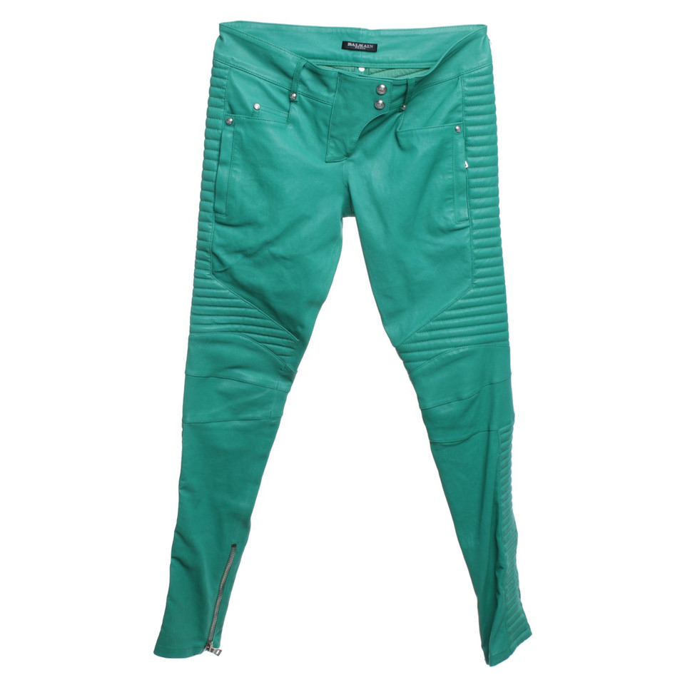 Balmain Lambskin trousers in green