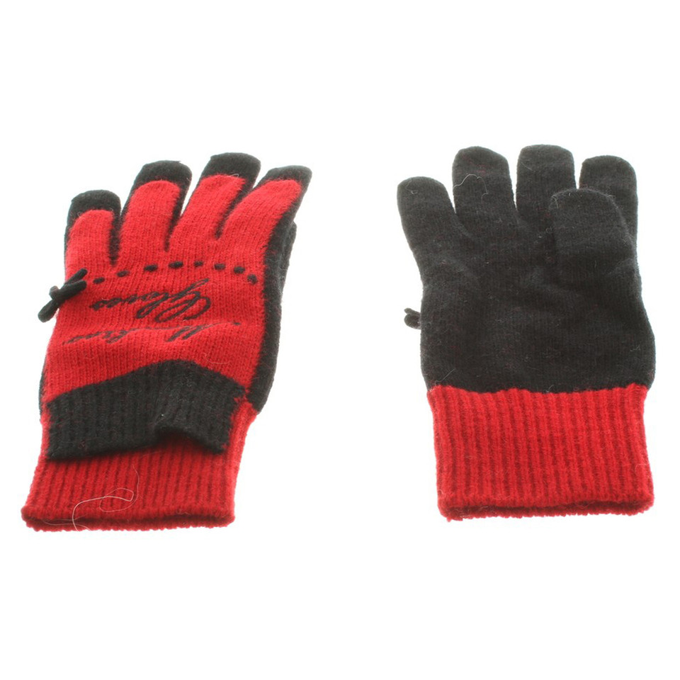 Moschino Fine knitting gloves with embroidery