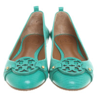 Tory Burch Slippers/Ballerinas Leather in Turquoise