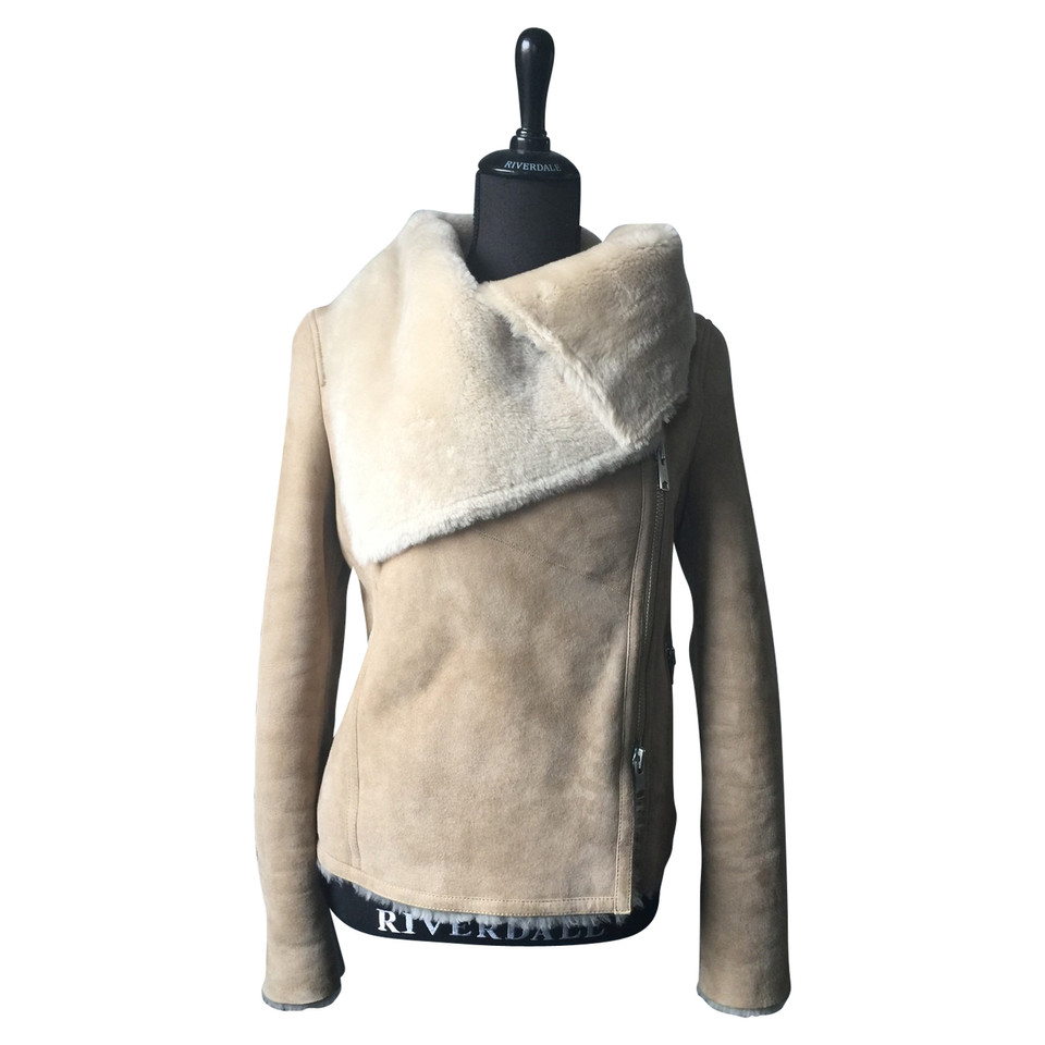 All Saints Jacket/Coat Fur in Beige