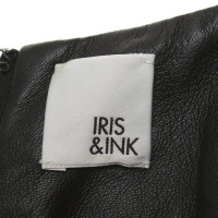 Iris & Ink Leren jurk in zwart