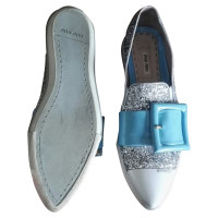 Miu Miu Slippers/Ballerinas Patent leather in Silvery