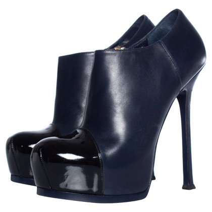 Yves Saint Laurent Ankle boots Leather in Blue