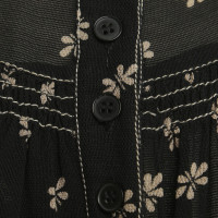 Anna Sui Schwarzes Kleid mit Blumenmotiv