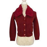 Brunello Cucinelli Maglia lana e pelliccia rossa