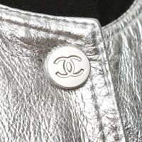 Chanel Veste en cuir argenté