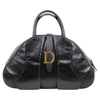 Christian Dior Saddle Bowling Bag aus Leder in Schwarz