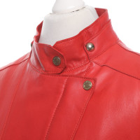 Armani Jeans Jacke/Mantel aus Leder in Rot