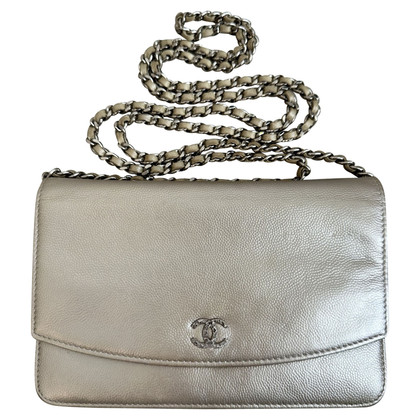 Chanel Wallet on Chain aus Leder in Silbern