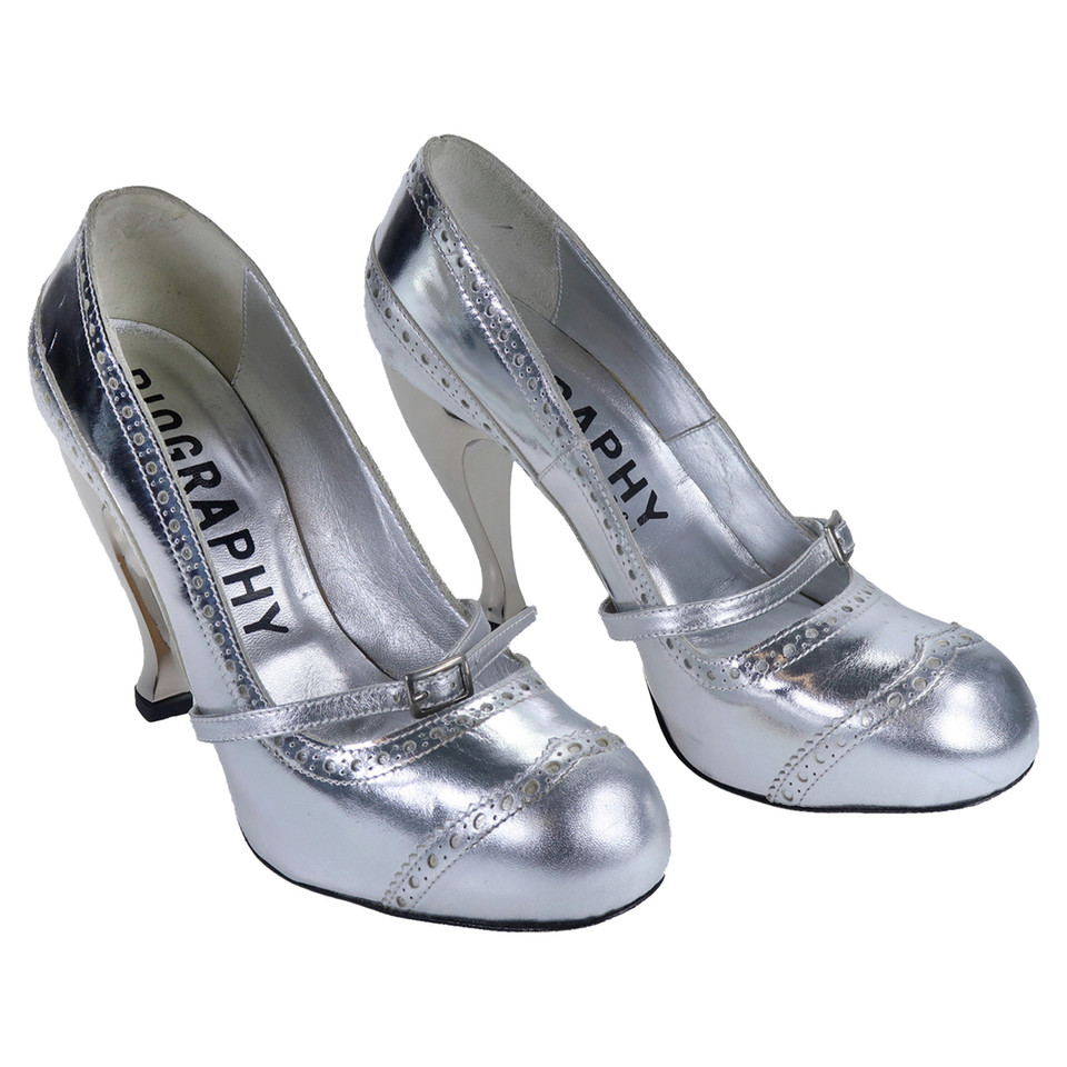 Biography Pumps/Peeptoes Leather in Silvery