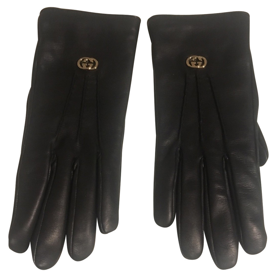 Gucci Lederen handschoenen in zwart