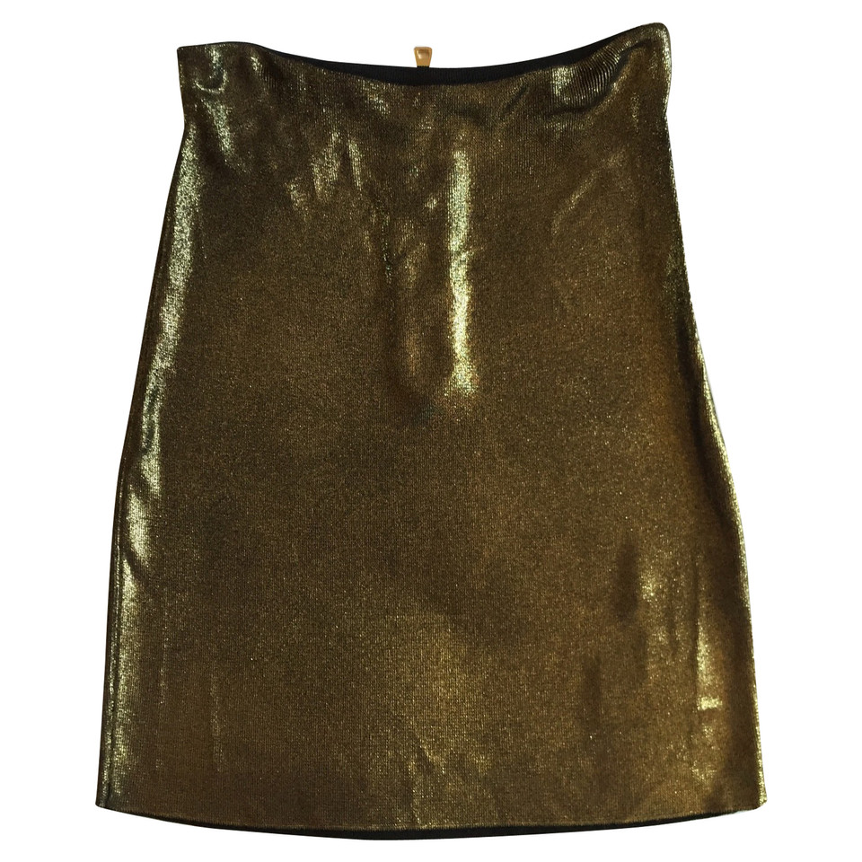 Balmain Golden viscose skirt 38 FR