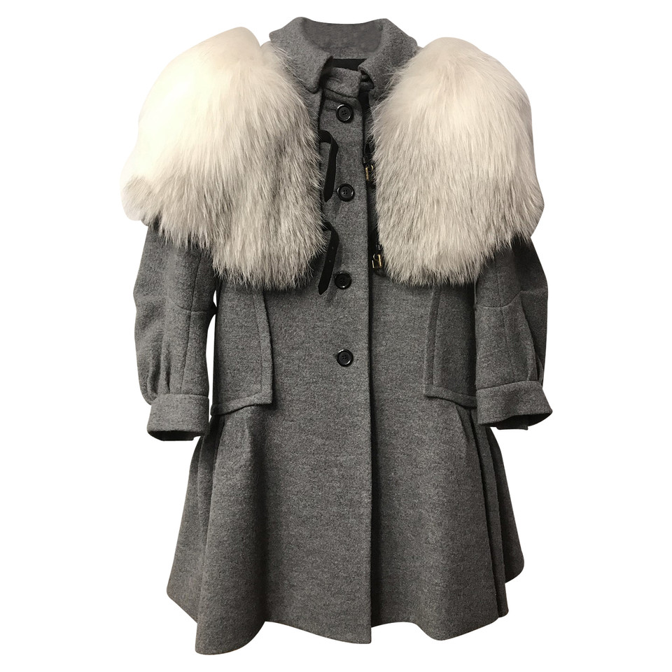 Louis Vuitton wool coat fox fur