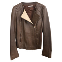 Stefanel Jacke/Mantel aus Leder in Braun