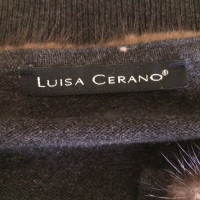 Luisa Cerano Wool cardigan with mink collar