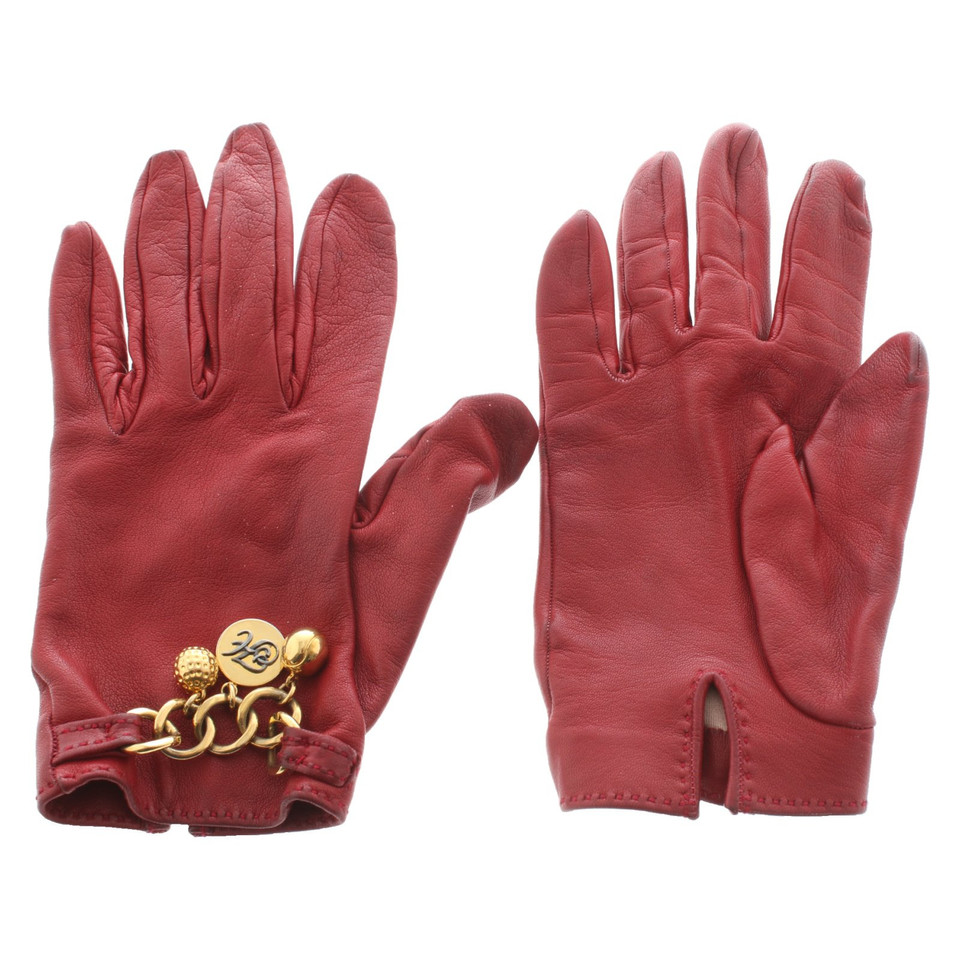 Hermès Handschuhe aus Leder in Rot