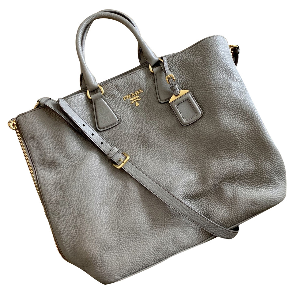 Prada Shopper Leather in Grey